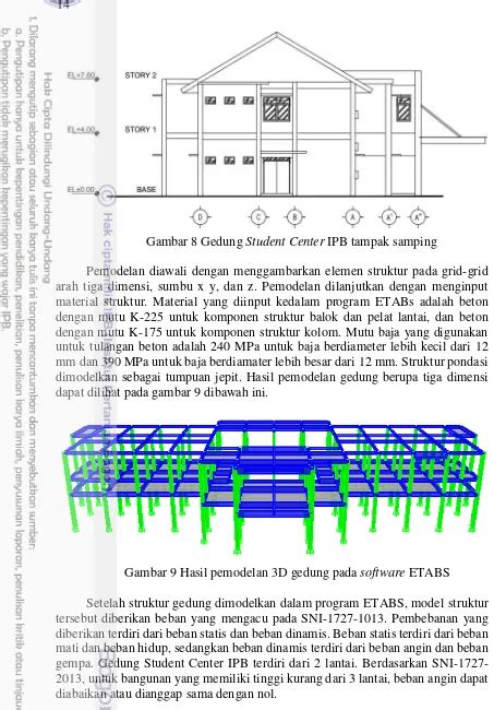 Analisis Struktur Atas Gedung Student Center Ipb Terhadap Beban Gempa