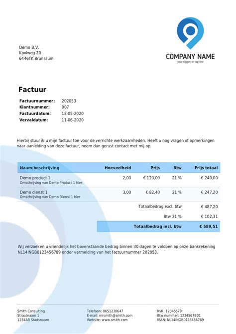 Voorbeeld Factuur Voor Zzp En Mkb Facturatie Office