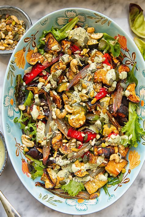 Roasted Summer Vegetable Salad with Nuts and Seeds - Vikalinka