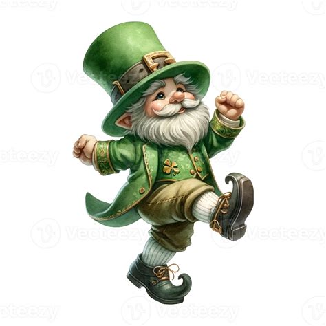 Ai Generated Gnomes St Patrick Day Shamrock Watercolor On Isolated On