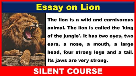 Essay On Lion In English Lion Essay In English Youtube