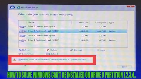 HOW TO FIX WINDOWS CANNOT BE INSTALLED ON DRIVE 0 P 1 2 3 4 YouTube