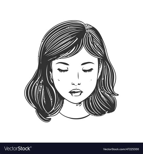 Cute cartoon woman face simple design Royalty Free Vector