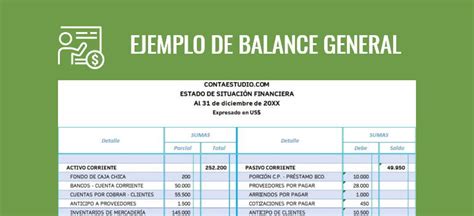 Ejemplo De Balance General Formato Cuenta Y Reporte