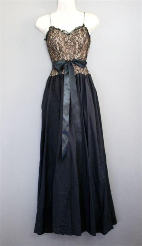 1950 1960 S Black Lace And Taffeta Formal Nude Illusion Meta Zipper Steampunk Etsy