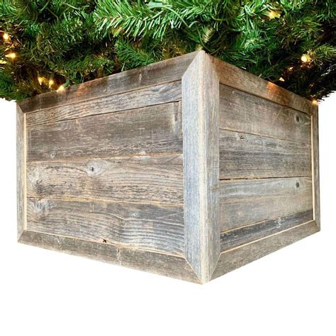 Homeroots Natural Weathered Gray Plank Christmas Tree Collar