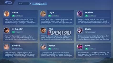 Cara Melihat Penyesuaian Patch Mobile Legends Ml Esportsku