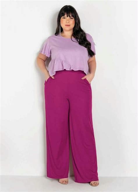 Marguerite Cal A P Rpura El Stico No C S Plus Size Curvy