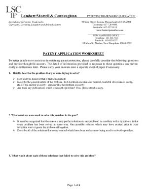 Fillable Online Patent Application Worksheet Fax Email Print Pdffiller