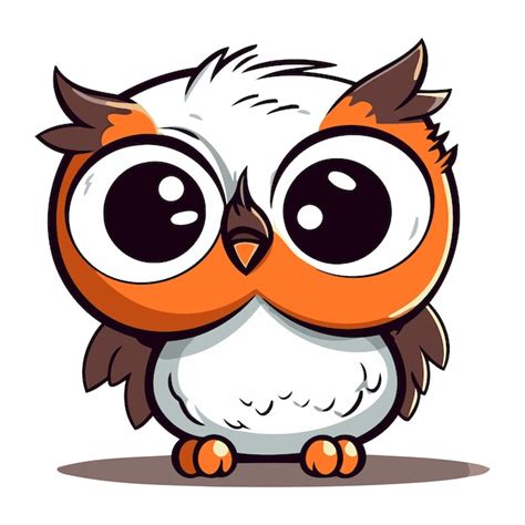 Premium Vector Cute Cartoon Owl With Big Eyes Vector Illustration