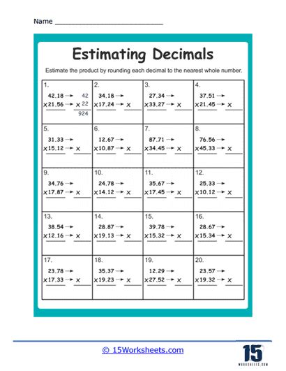 Estimating Sums And Differences Decimals