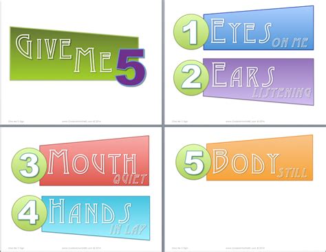 Give Me 5 Printable Sign Create Art With Me