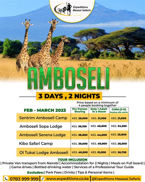 3 Days 2 Nights Amboseli Safari From Nairobi Amboseli Safari Packages