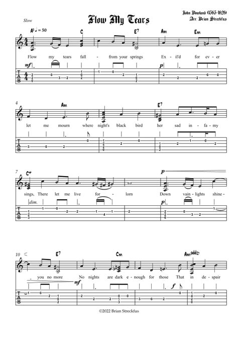 Flow My Tears By John Dowland Sheet Music For Guitar Chordslyrics At Sheet Music Direct