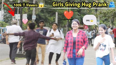 Girls Giving Hugs To Strangers Prank 😂 Epic Reaction 😜 Sspk