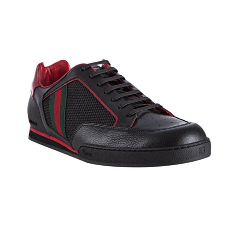 Gucci Black Leather Trim Mesh Tennis Sneakers In Black For Men Lyst