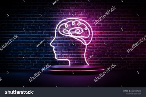 Abstract Neon Background Glowing Brain One Stock Illustration ...