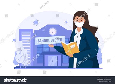 School Closed During Covid19 Pandemic Illustration Stock Vector ...