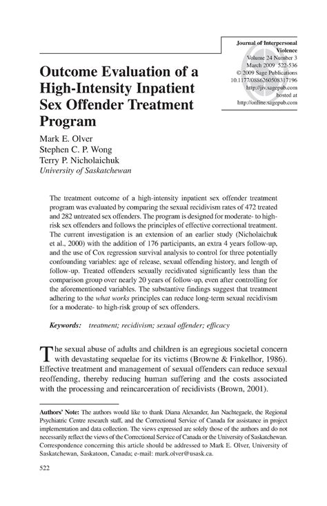 Study 6 Outcome Evaluation Of A Sex Offender Treatment Program Outcome Evaluation Of A Studocu