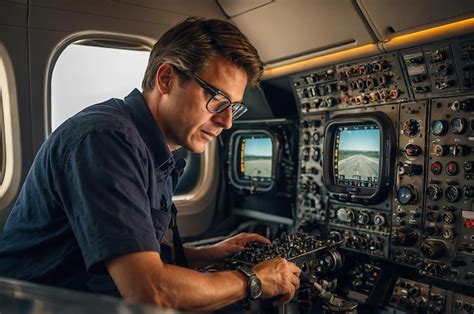 Premium Photo A Pilot In The Cockpit Of A Small Airplane With The