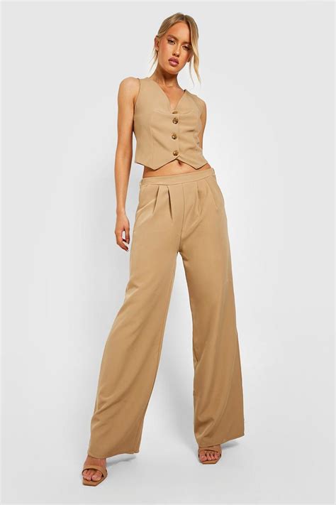 Tall Pleat Detail Low Rise Wide Leg Pants Boohoo Au