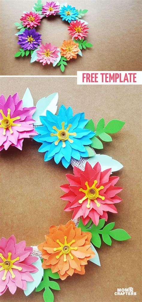 Paper Flower Wreath Tutorial Free Printable Templates