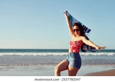 Cheerful Beautiful Latina Woman Walking Holding Stock Photo Shutterstock