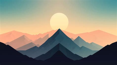 This wallpaper features a minimalist landscape with a single mountain ...