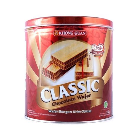 Khong Guan Wafer Classic Gr Tin Chocolate Wafer Krim Coklat Kemasan