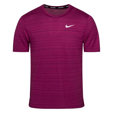 Nike Running T Shirt Dri Fit Miler Burgundy Reflect Silver