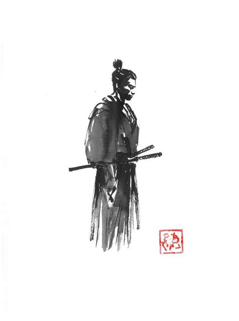 Samurai Profile Drawing By Pechane Sumie Saatchi Art In 2024