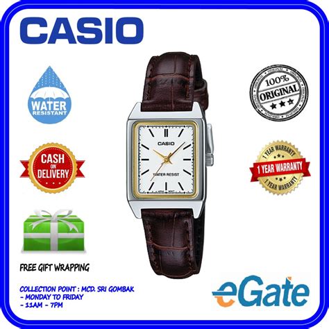 Casio LTP-V007L-7E2 Women's Analog Brown Leather White Dial Original ...