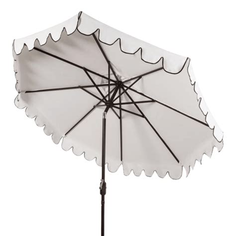 White Scalloped Outdoor Umbrella With Black Trim The Well Appointed House