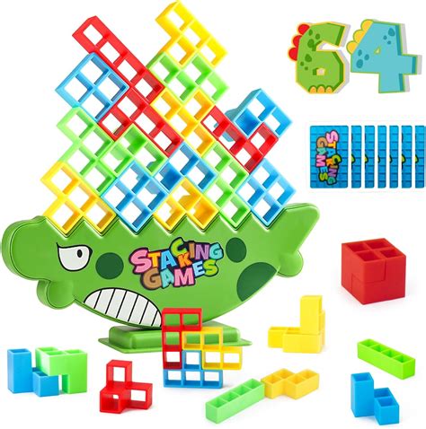 64PCS Blocks Tetra Tower Spiel Balance Spielzeug Tower Game für Kinder