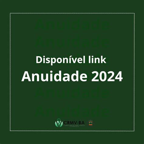 Anuidade 2024 link disponível para geração de boletos CRMV BA