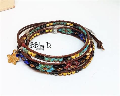 Superduos Leather Wrap Bracelet With Rock Beads