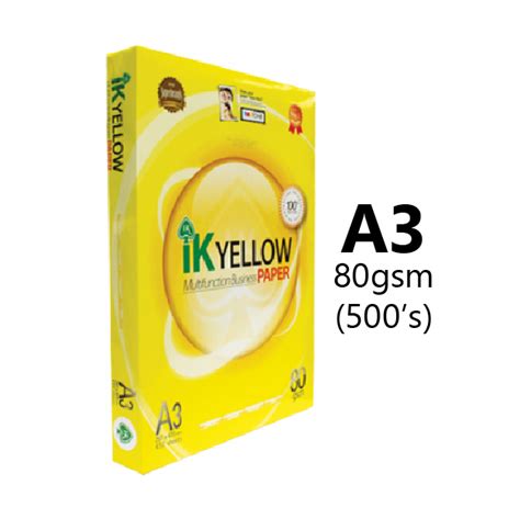 Ik Yellow A3 Paper 500s 80gsm Kertas A4 Putih Kertas Fotostat A4