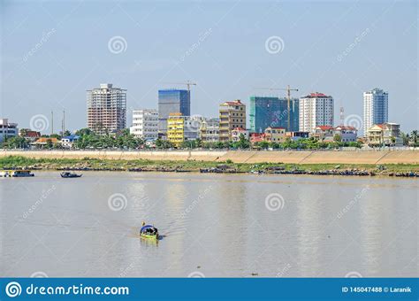 View From The Preah Sisowath Quay Over The Tonle Sap River At The Newly