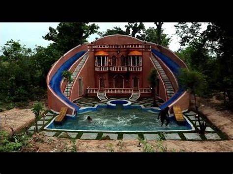 Build Most Wonderful Mud Villa Twin Water Slide Gorgeous Swimming Poolg