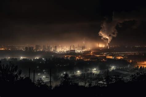 Premium Ai Image Air Pollution From Industrial Processes Seen In Dark