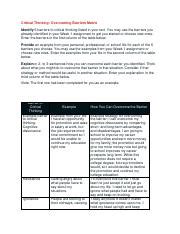 Hum Worksheet Copy Pdf Critical Thinking Overcoming Barriers