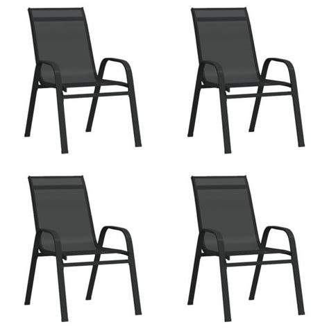 Chaises empilables de jardin 4 pcs Noir Tissu textilène SALALIS