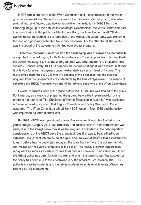 Higher Education Contributions Scheme: Theories and Concepts - 1718
