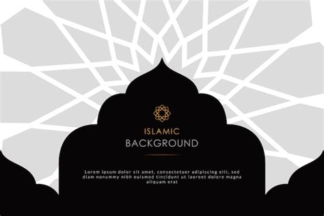 Premium Vector | Black and white background with a dome and the text islam.