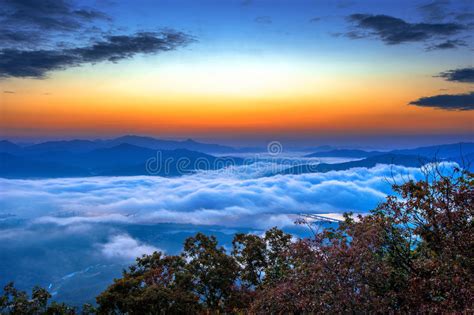 Seoraksan Mountains Is Covered By Morning Fog And Sunrise In Korea