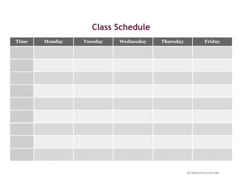 Class Schedule Template Table Download Printable Pdf Templateroller