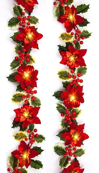 Homeseasons Pack Of 2 Pre Lit Velvet Artificial Poinsettia