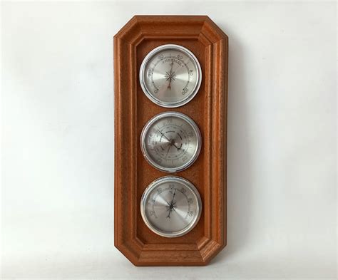 Vintage Barometer Oak Wood Barometer Retro Style Barometer Thermometer Hygrometer Wall Weather