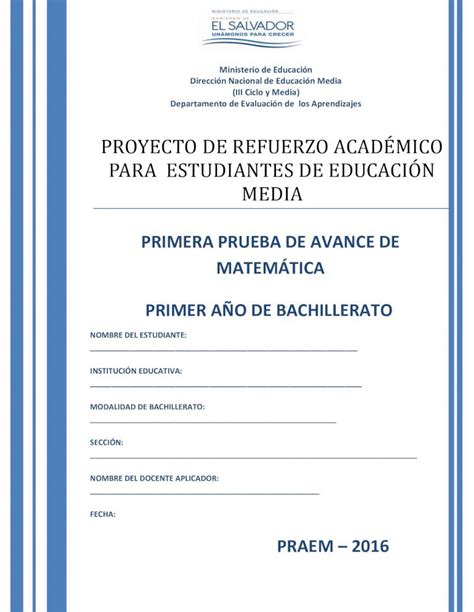 Pdf Proyecto De Refuerzo Acad Mico Para Primera Prueba De