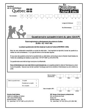 Fillable Online Bdso Gouv Qc Questionnaire Autoadministr Du Pre QAAP